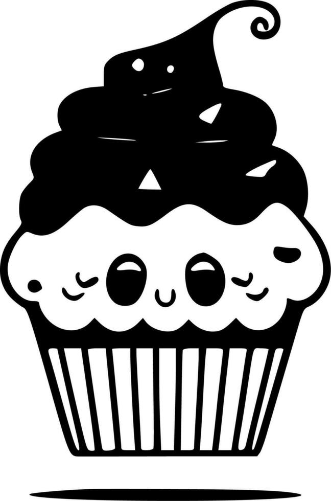 Cupcake - nero e bianca isolato icona - vettore illustrazione