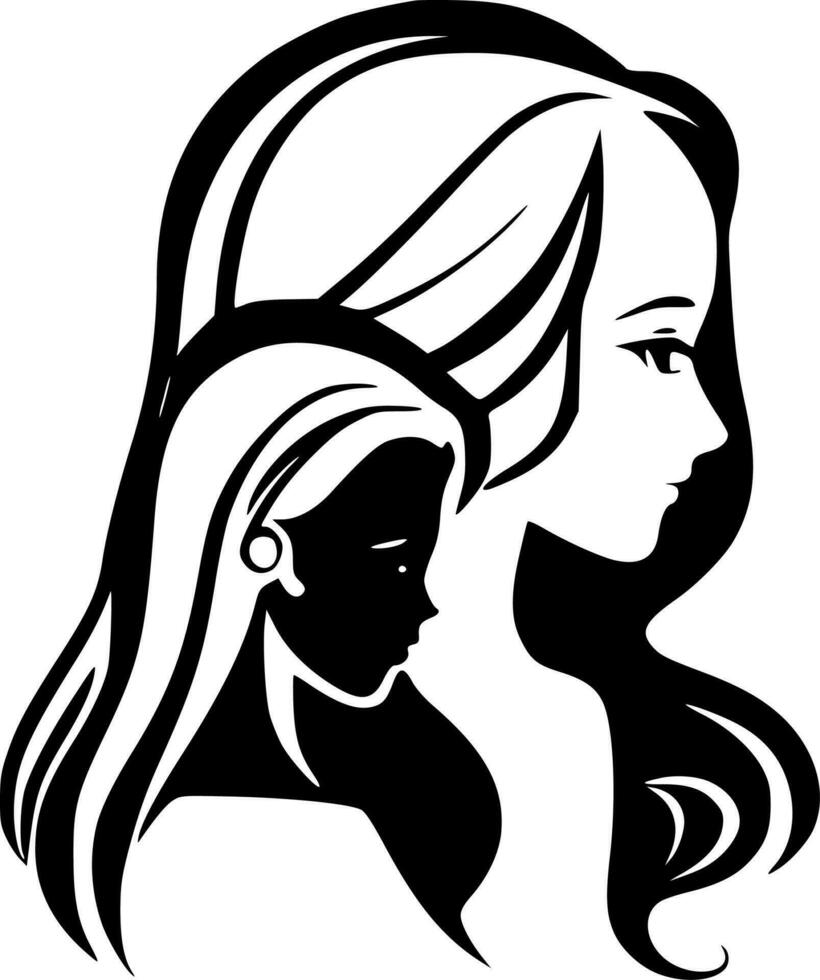 madre figlia, minimalista e semplice silhouette - vettore illustrazione