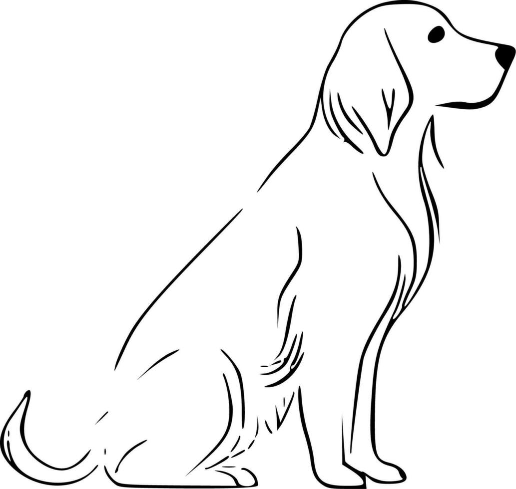 d'oro cane da riporto - nero e bianca isolato icona - vettore illustrazione