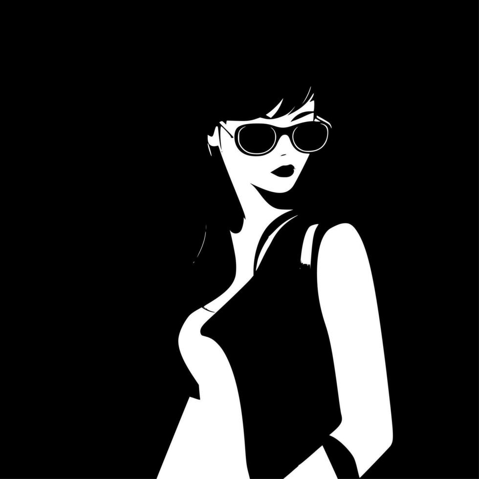 moda ragazza, minimalista e semplice silhouette - vettore illustrazione
