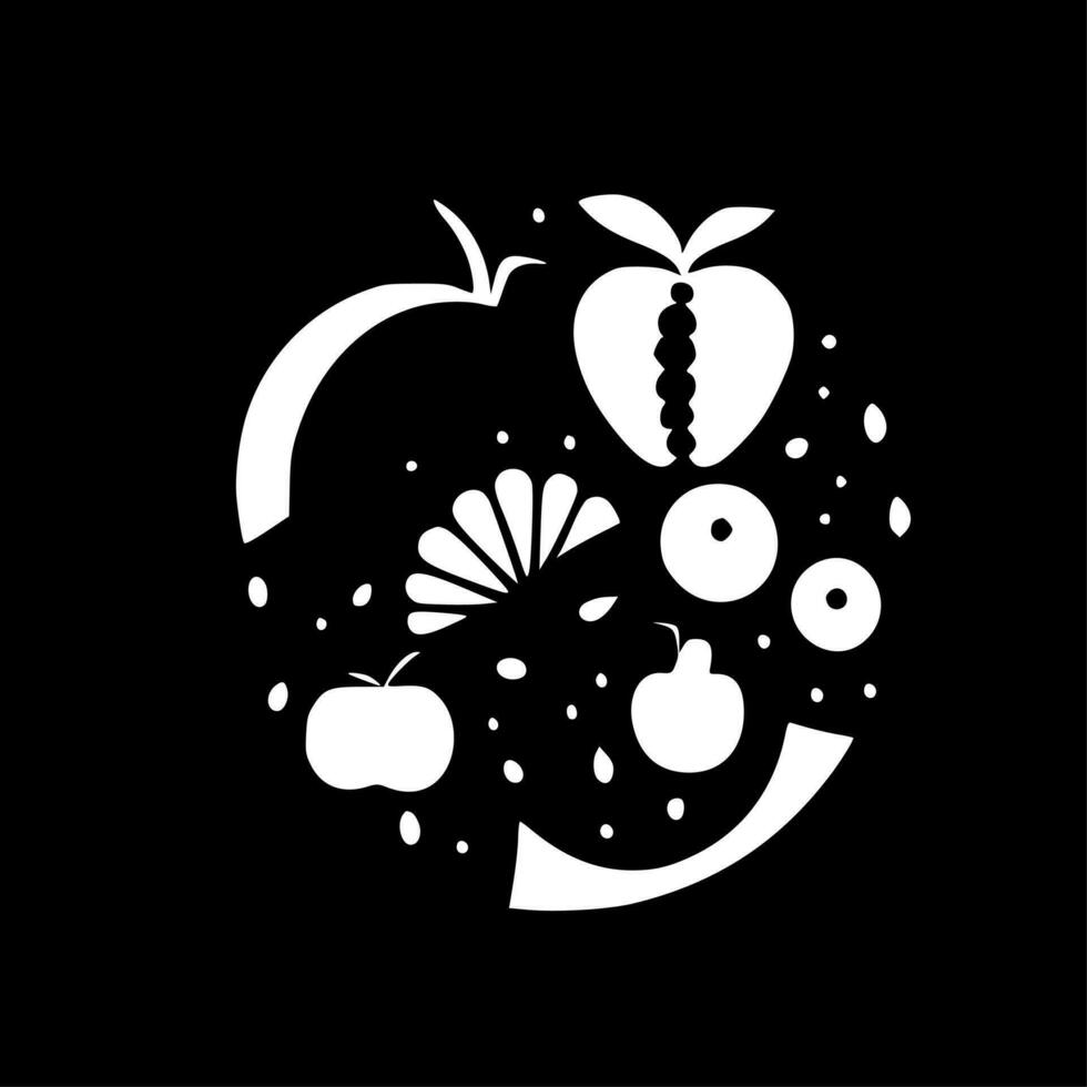 frutta - nero e bianca isolato icona - vettore illustrazione