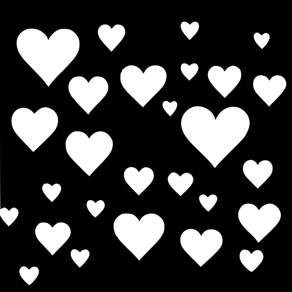 cuori - nero e bianca isolato icona - vettore illustrazione