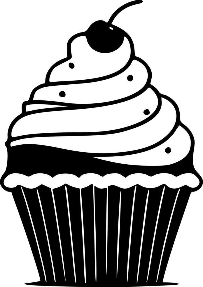 cupcake, nero e bianca vettore illustrazione