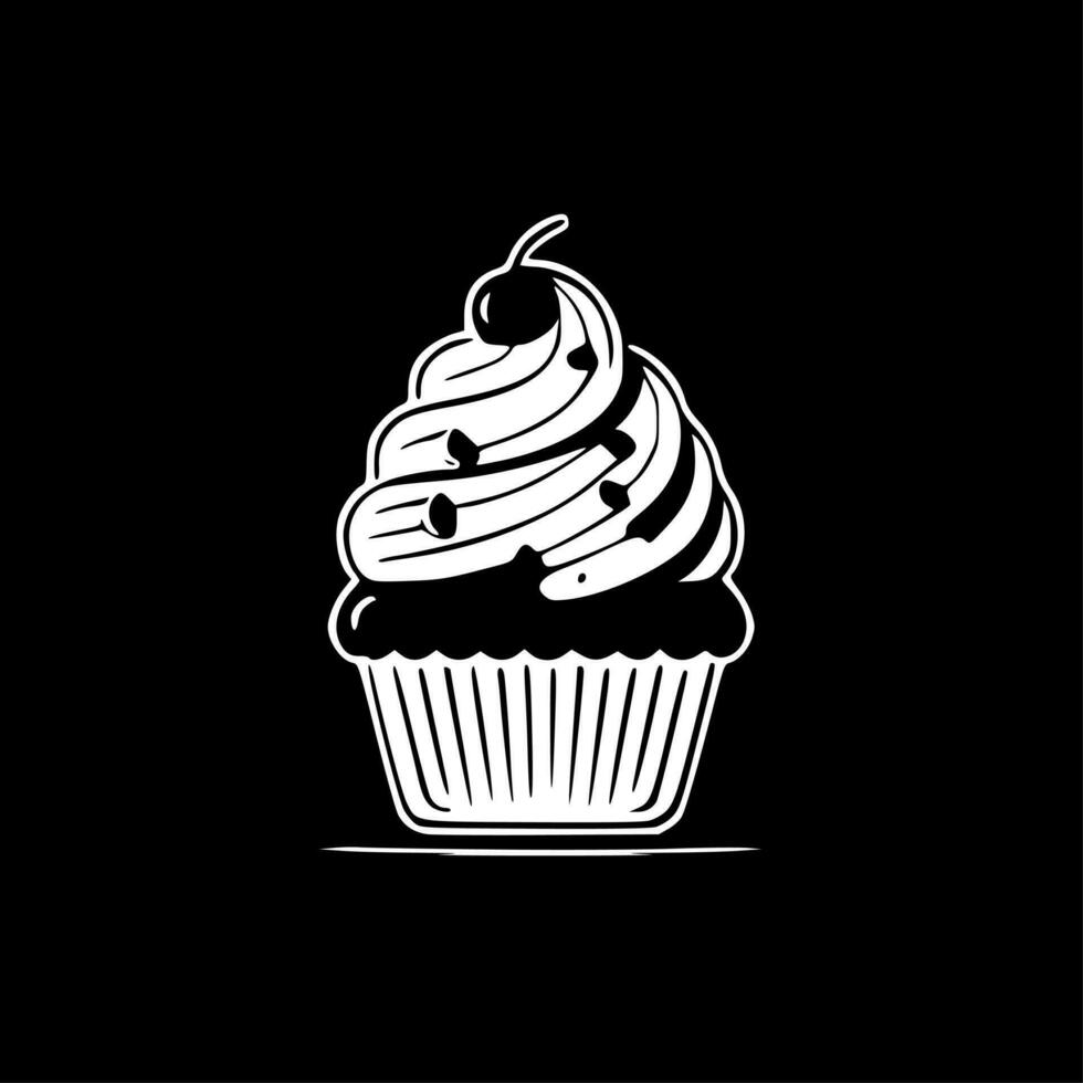 Cupcake - nero e bianca isolato icona - vettore illustrazione