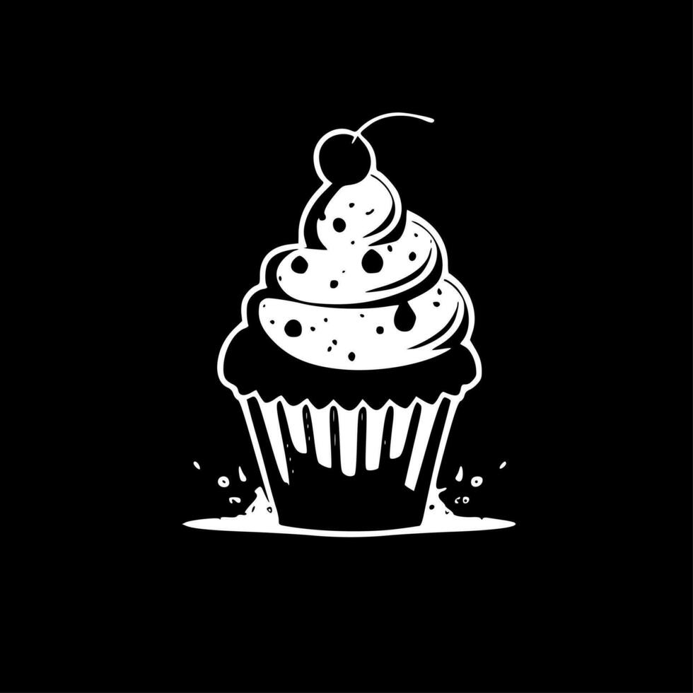 Cupcake - nero e bianca isolato icona - vettore illustrazione