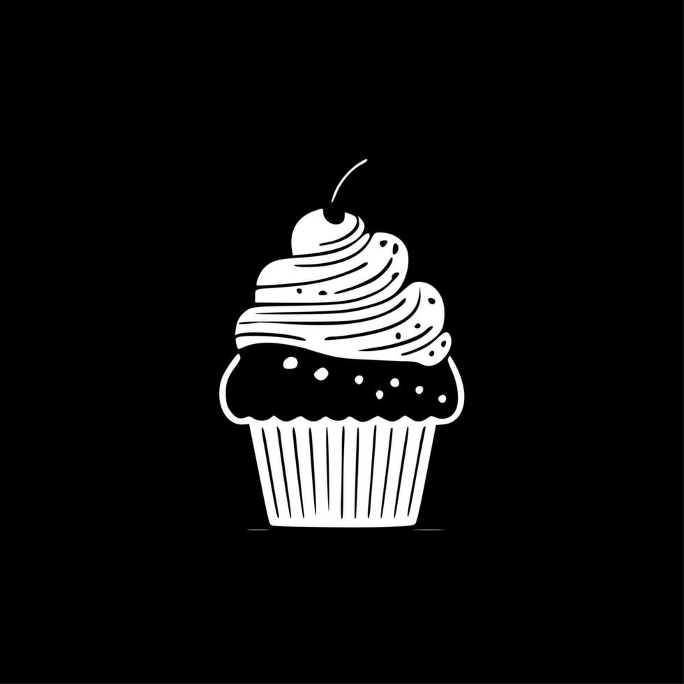 Cupcake - nero e bianca isolato icona - vettore illustrazione