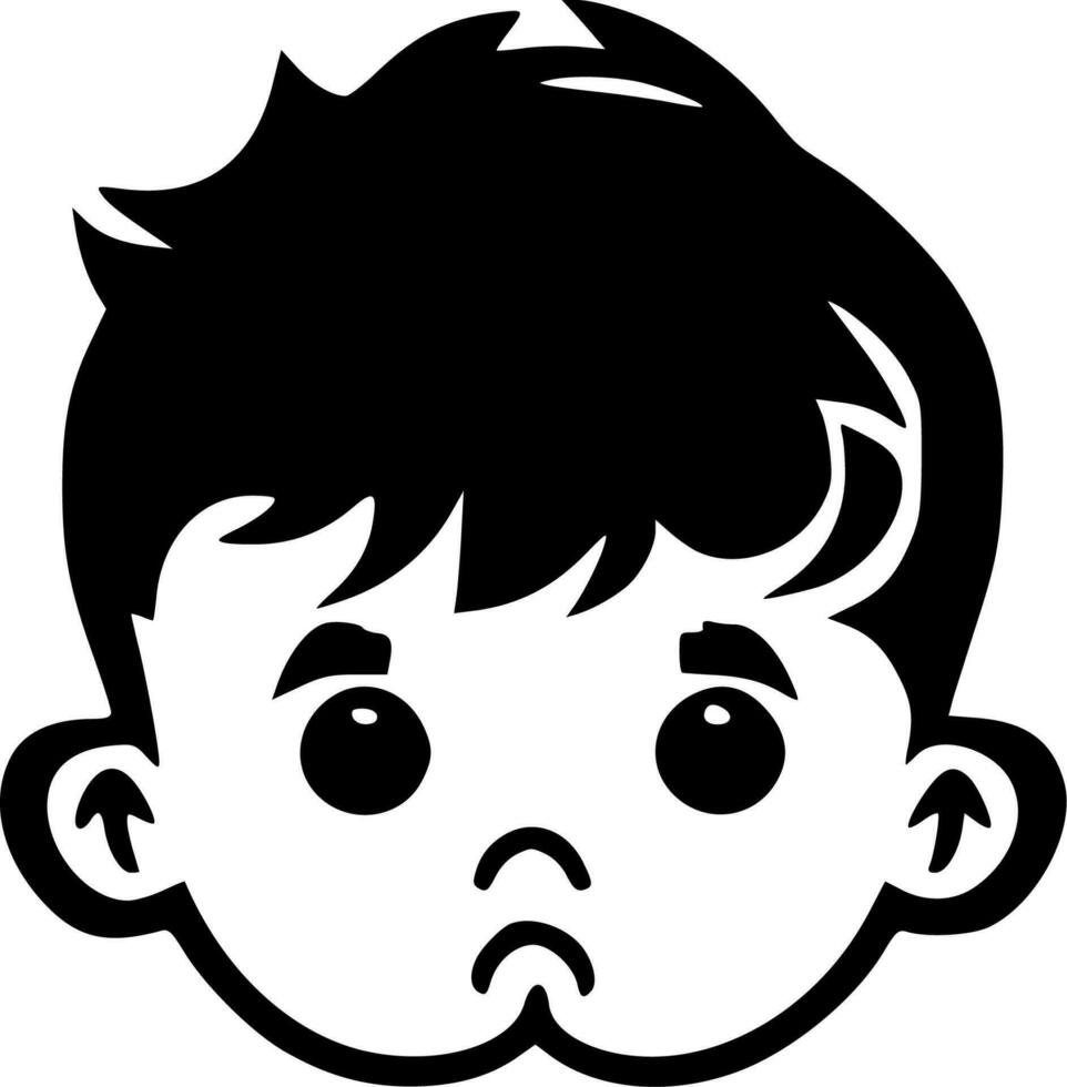 bambino ragazzo - nero e bianca isolato icona - vettore illustrazione