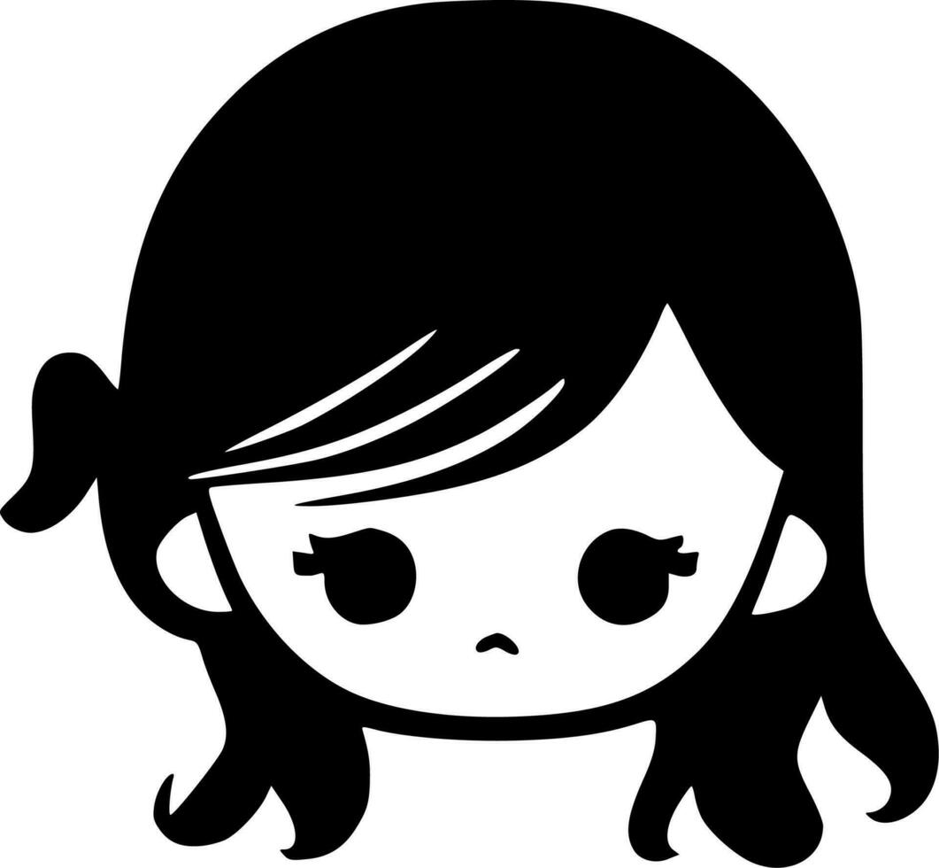 bambino ragazza, nero e bianca vettore illustrazione