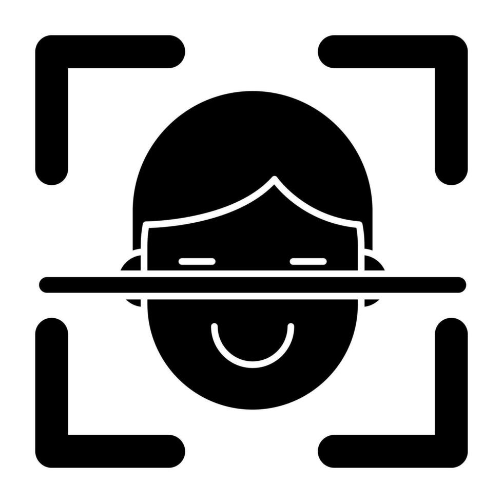 un'icona di design modificabile di riconoscimento facciale vettore