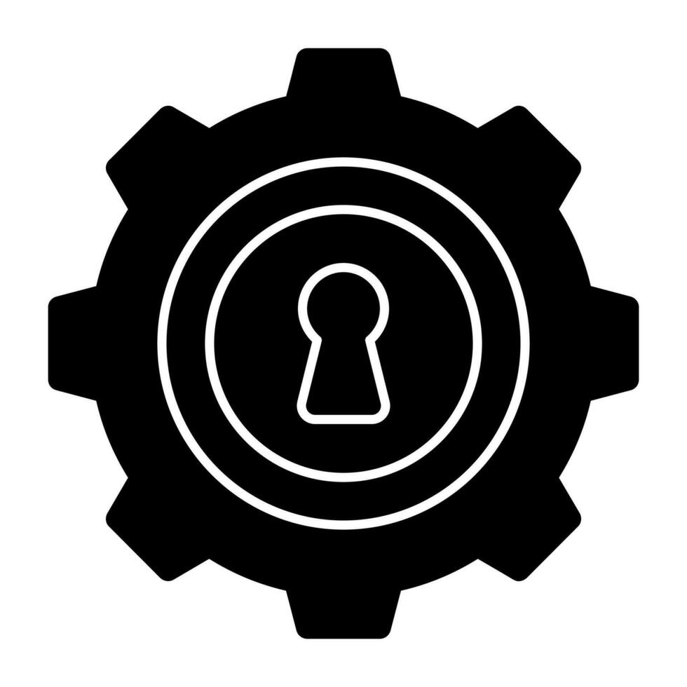 buco della serratura dentro Ingranaggio, icona di sicurezza ambientazione vettore