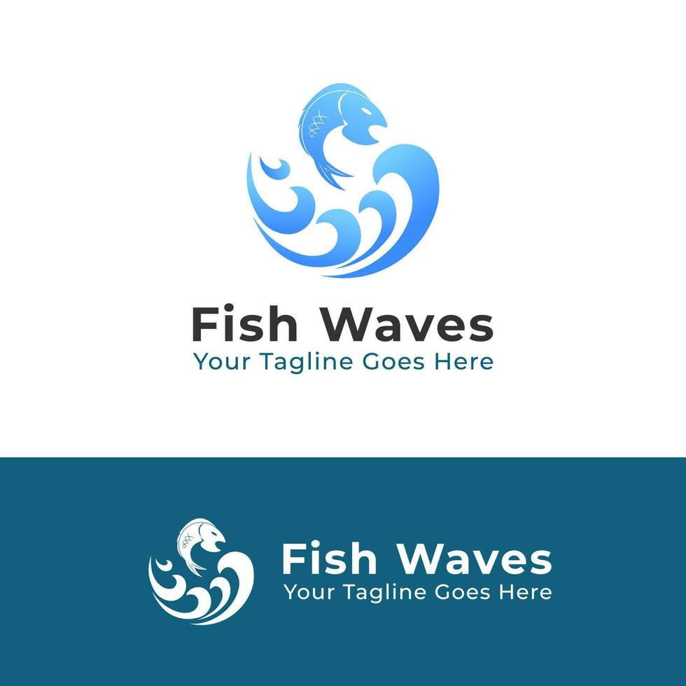pesce onda logo vettore disegno, pesce azienda agricola logo, fresco pesce