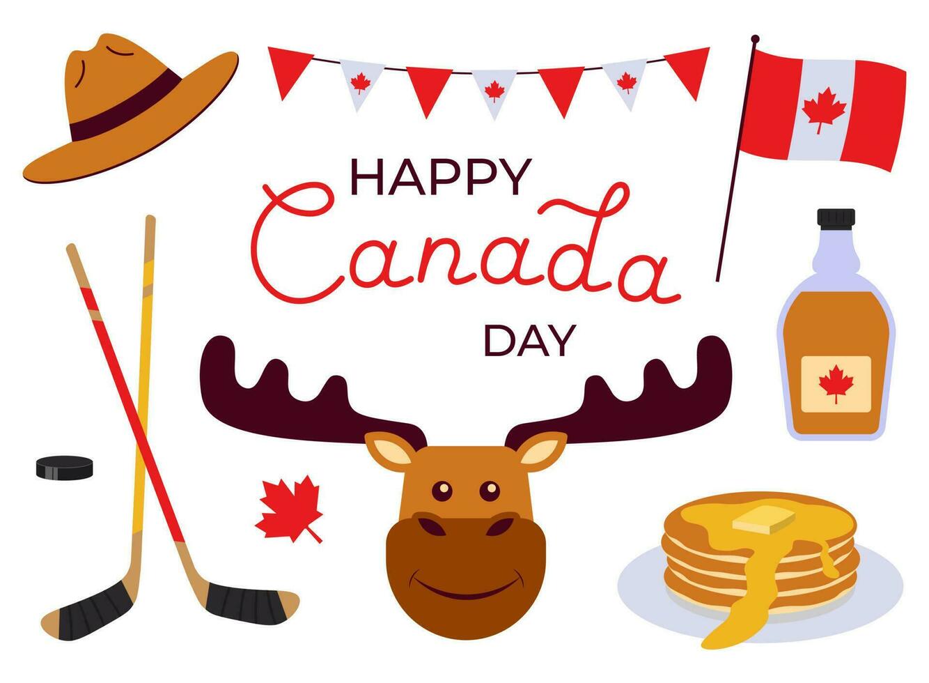 contento Canada giorno collezione di decorazione. vettore illustrazione nel piatto stile