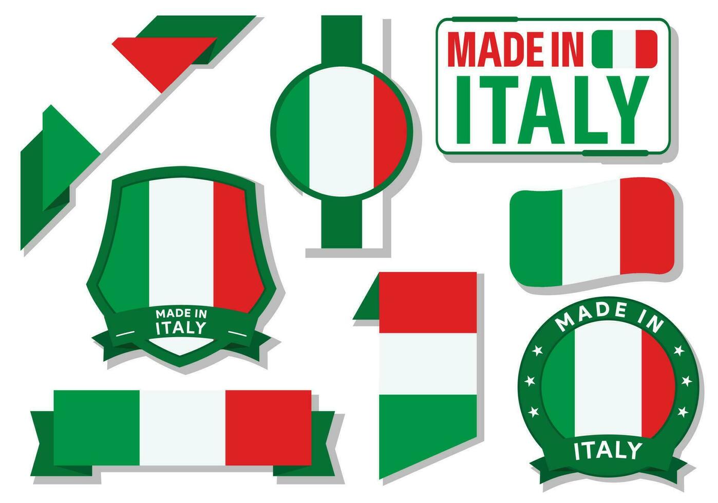 collezione di fatto nel Italia badge etichette Italia bandiere nel nastro vettore illustrazione