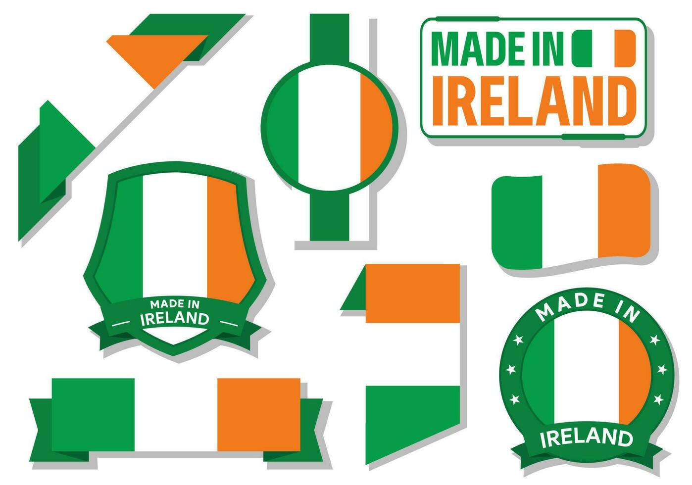 collezione di fatto nel Irlanda badge etichette Irlanda bandiere nel nastro vettore illustrazione