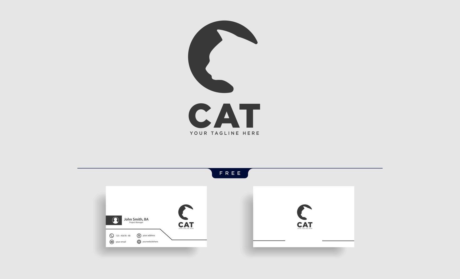 elemento dell'icona di vettore del modello di logo del tipo dell'animale domestico del gatto della lettera c isolato
