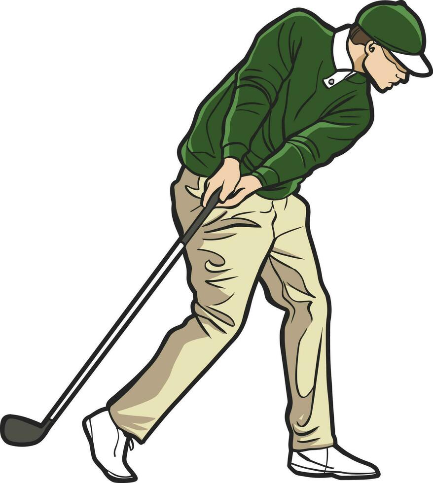 golf giocatore swing azione all'aperto sport vettore