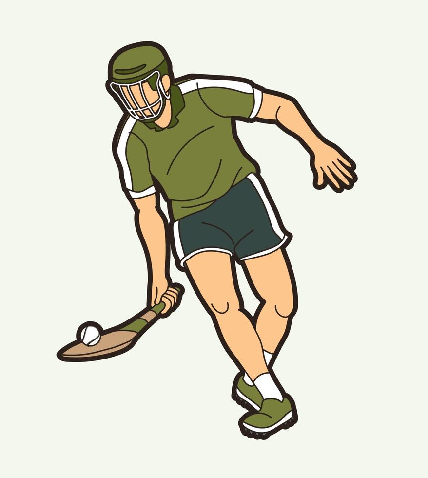 fumetto del giocatore di sesso maschile di sport di hurling vettore