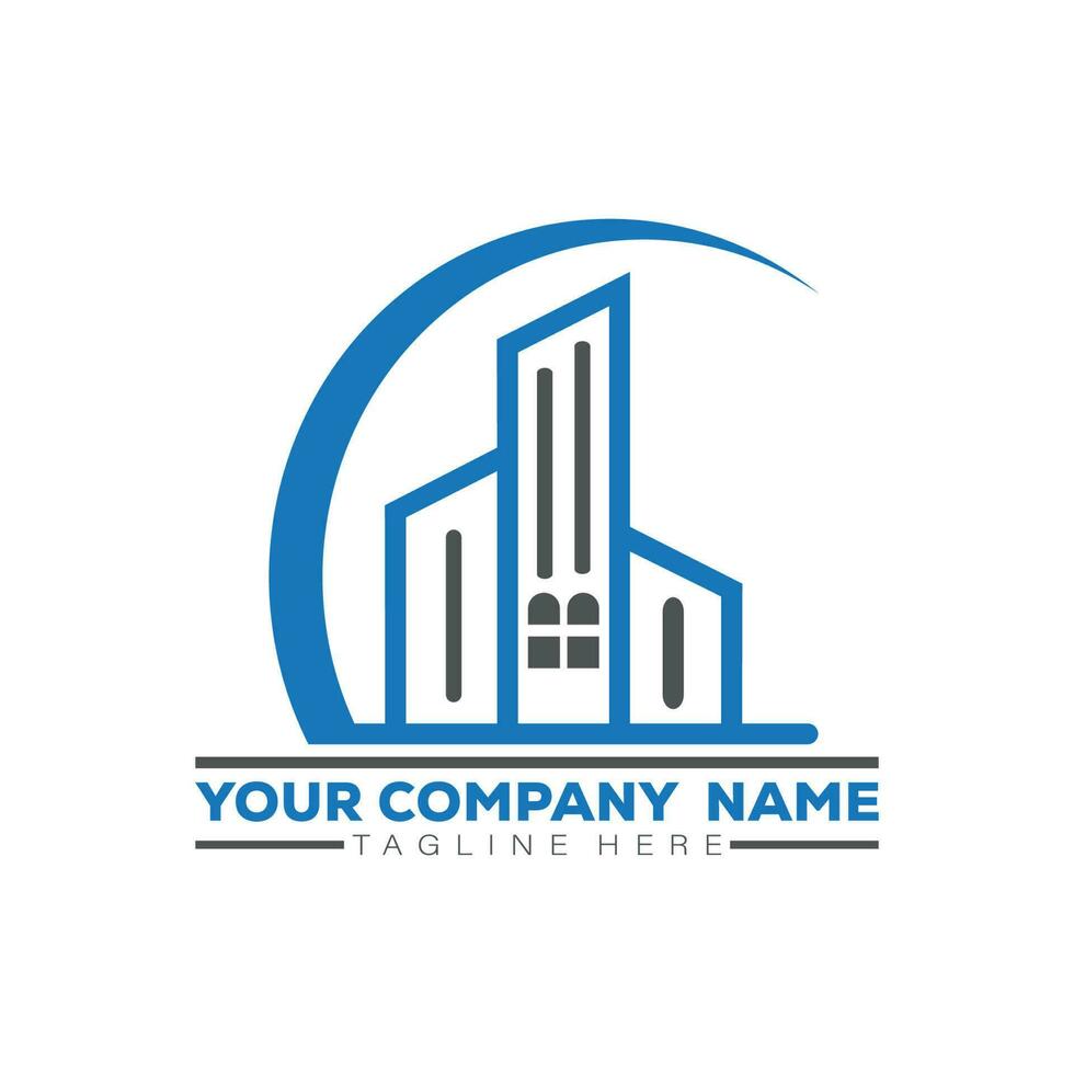 vero proprietà, proprietà e costruzione logo design per attività commerciale aziendale cartello. vettore
