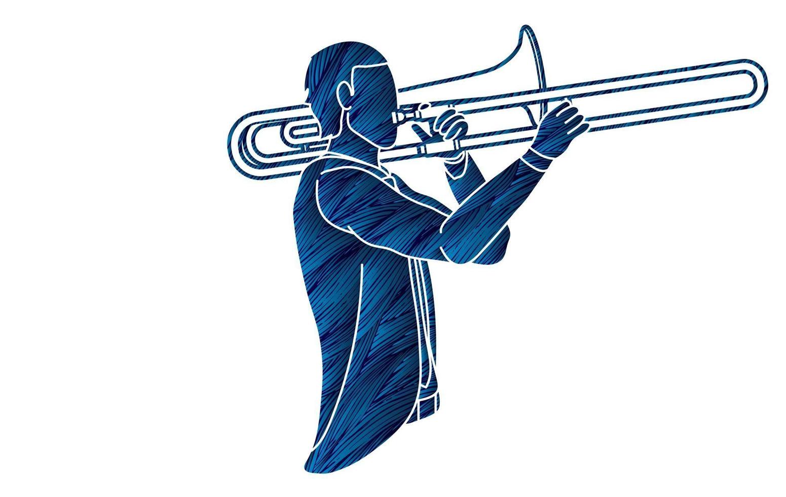 orchestra del musicista del giocatore di trombone vettore