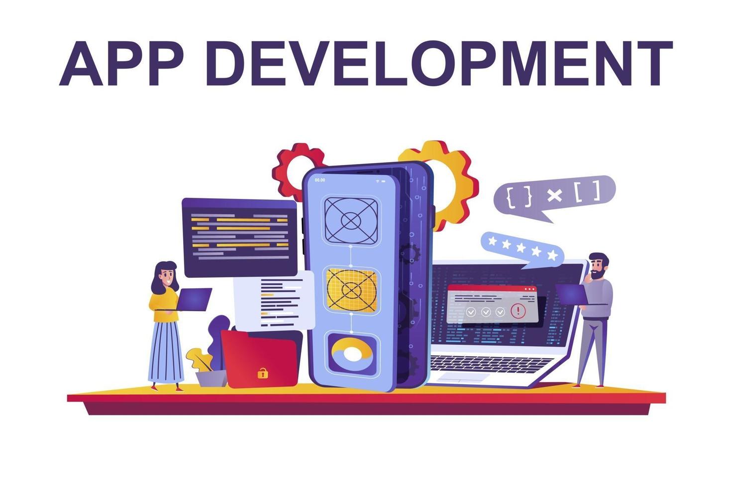 concetto web di sviluppo di app in stile piatto vettore