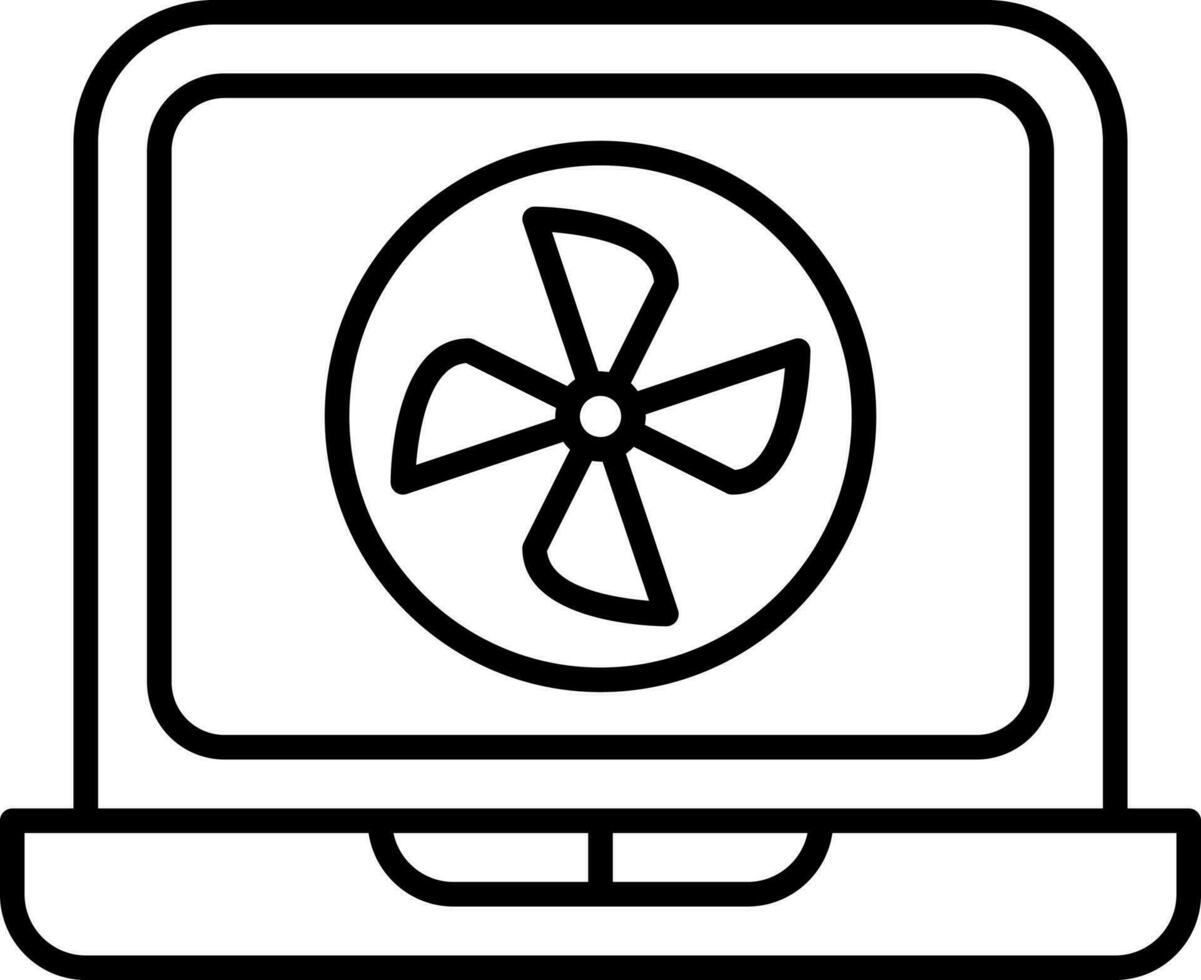 nero lineare stile fan nel il computer portatile icona. vettore