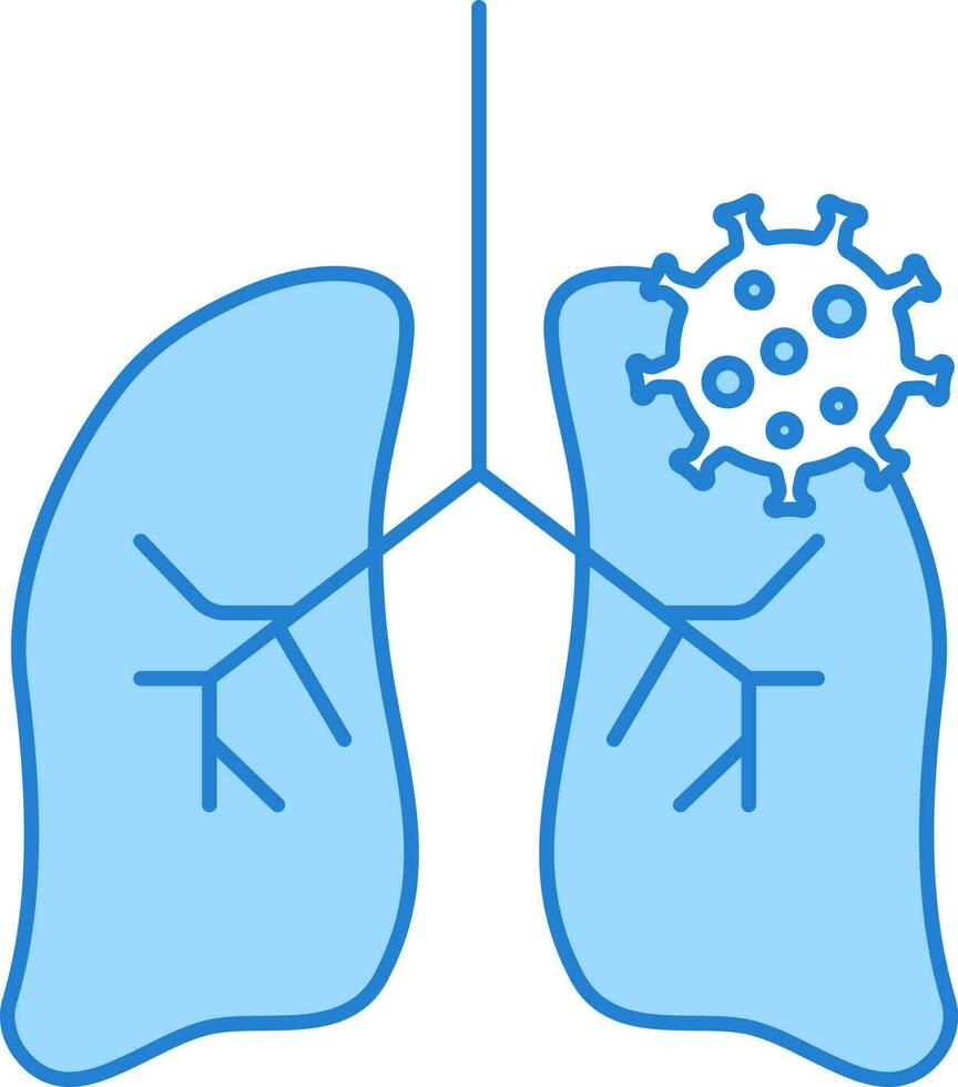 virus infetto polmoni blu e bianca icona. vettore