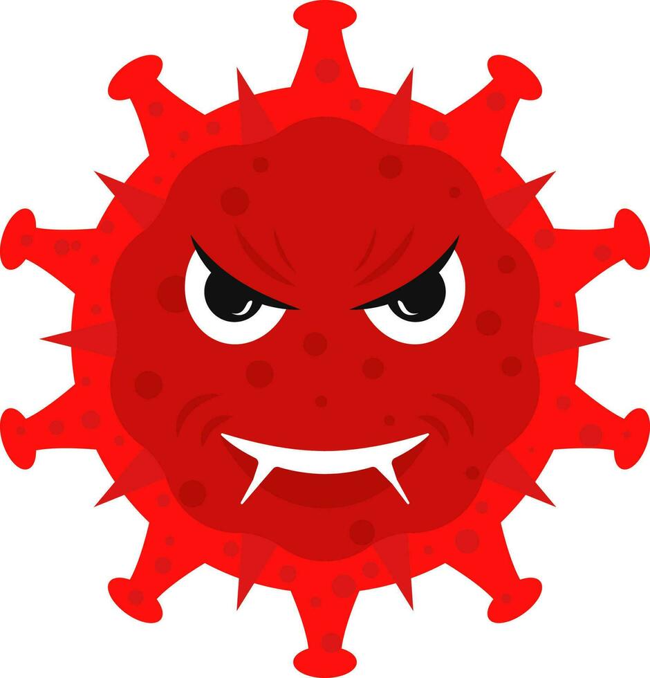 rosso il male virus emoji icona nel piatto stile. vettore