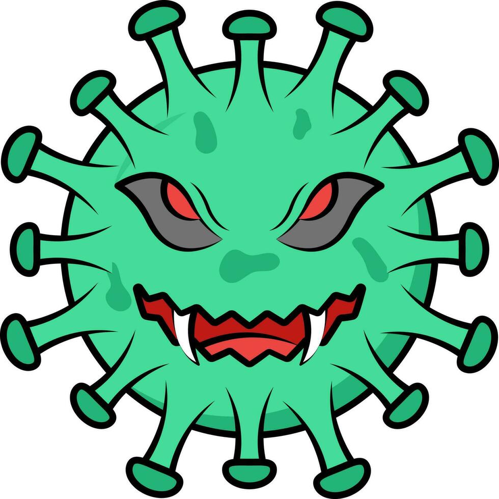 arrabbiato virus portafortuna icona nel verde colore. vettore