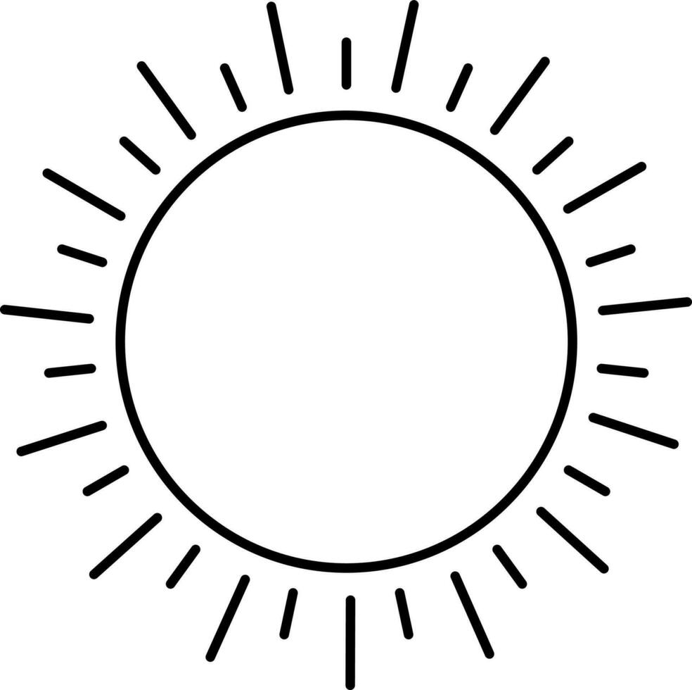 nero schema illustrazione di sole icona. vettore