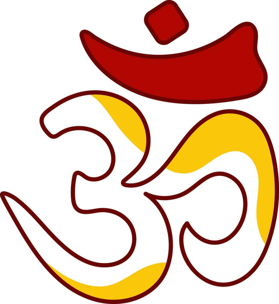 illustrazione di giallo e rosso colore om hindi lettera icona o simbolo. vettore