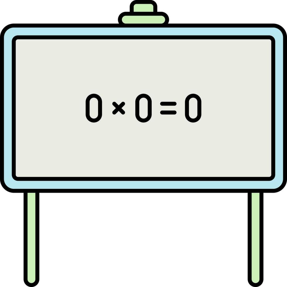moltiplicazione formula o trucco su tavola blu e verde icona. vettore