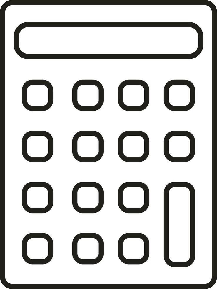 nero schema illustrazione di calcolatrice icona. vettore