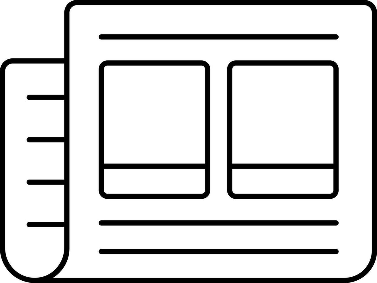 nero magro linea arte illustrazione di notizia carta icona. vettore