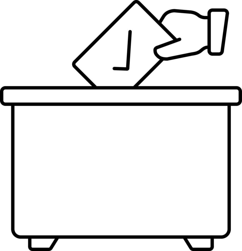 carta pieghevole mani nel ballottaggio scatola per voto linea arte icona. vettore