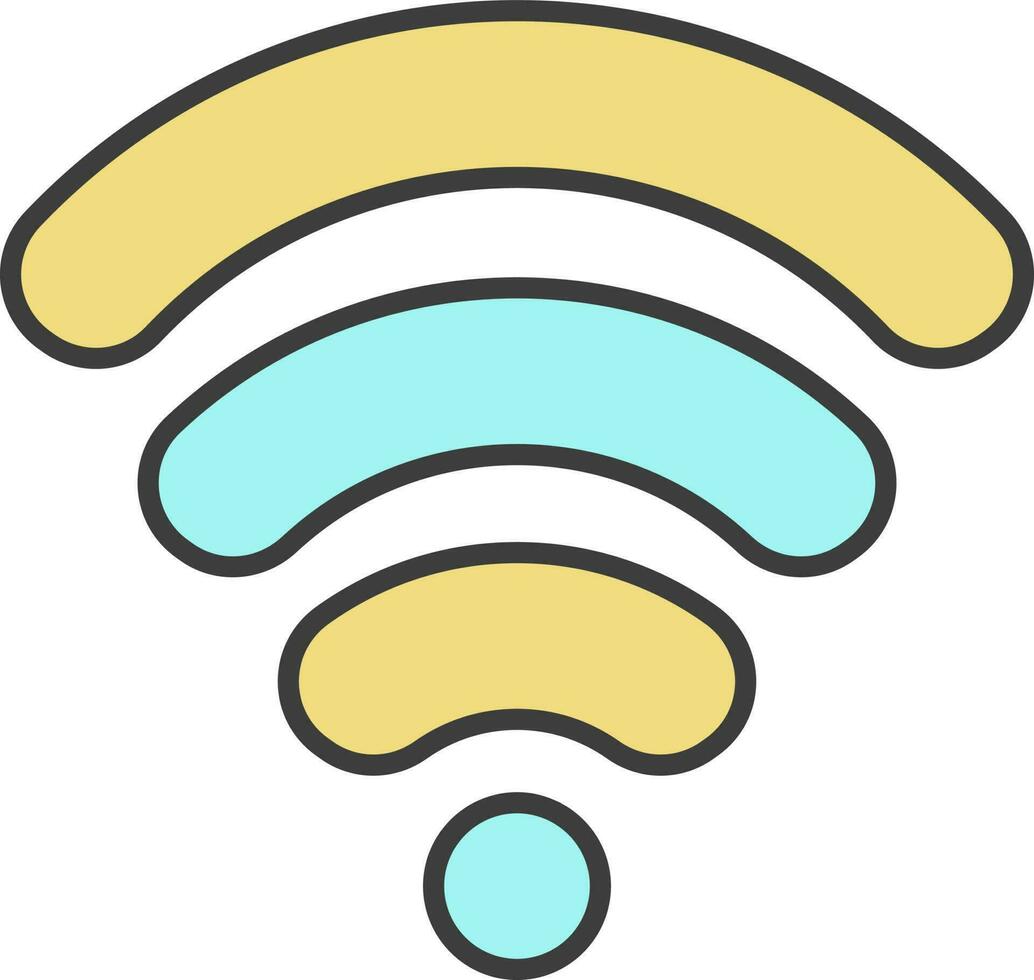 Wi-Fi icona o simbolo nel giallo e turchese colore. vettore