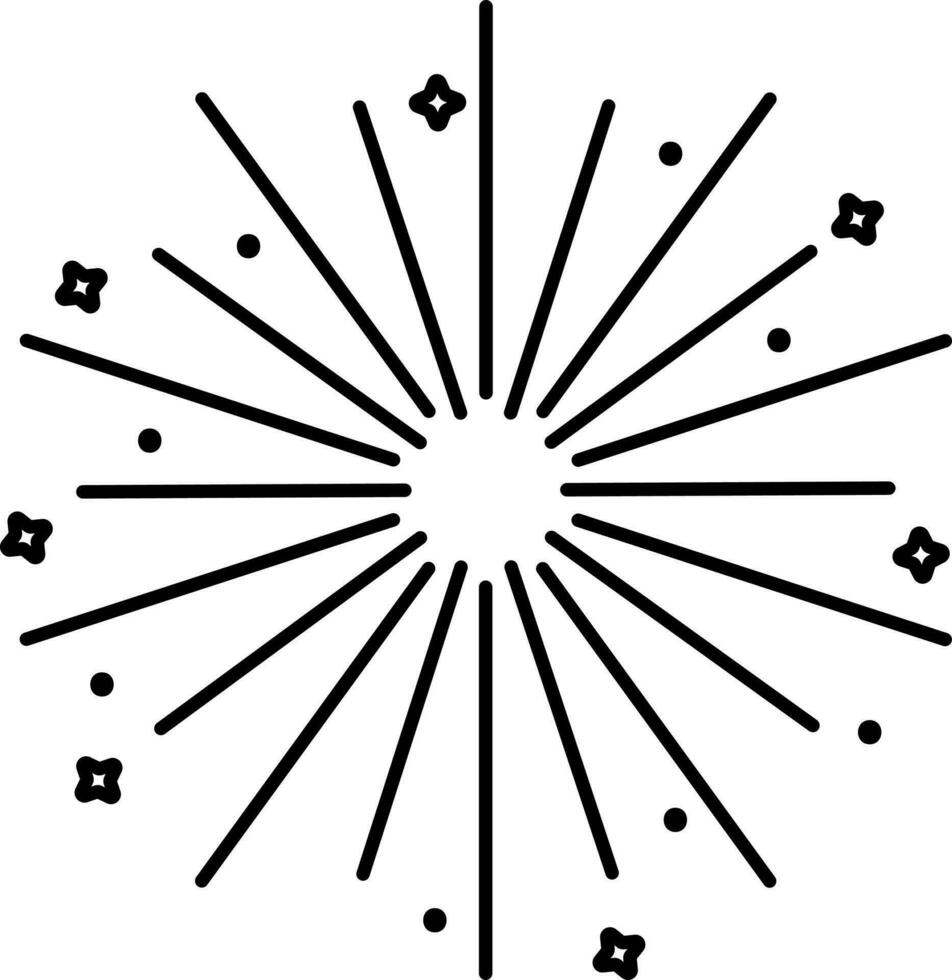 scoppiando fuochi d'artificio nero schema icona. vettore