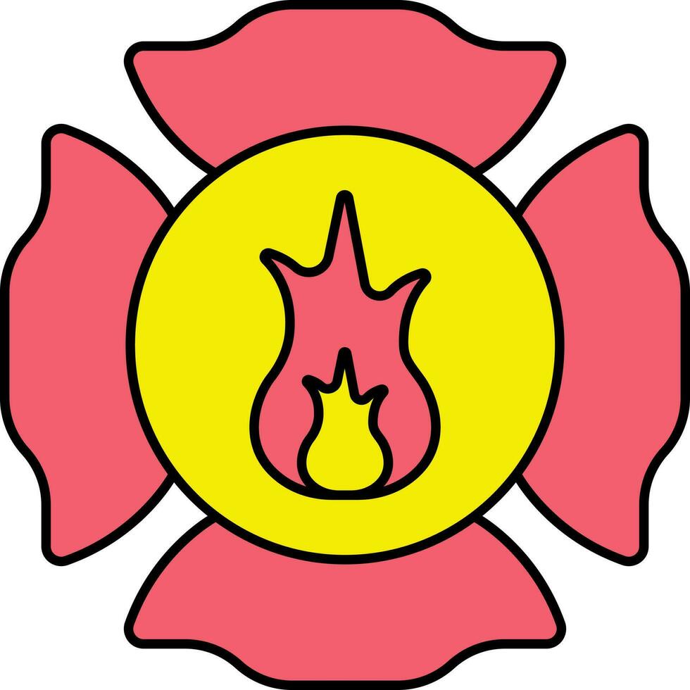 pompiere emblema icona nel rosso e giallo colore. vettore