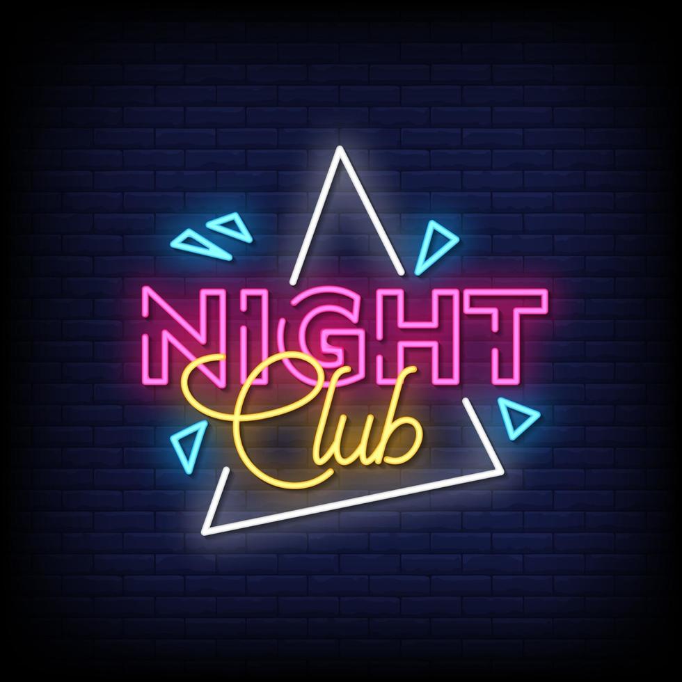 vettore del testo di stile delle insegne al neon del night-club