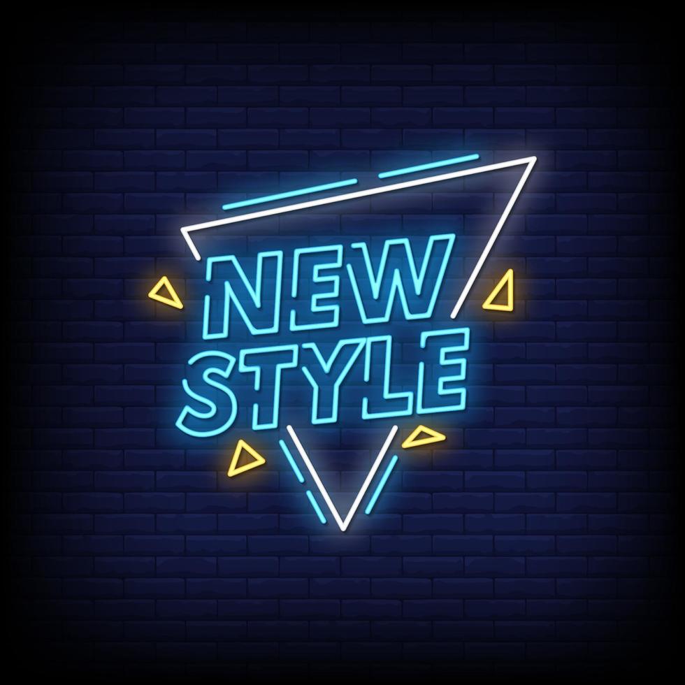 nuovo stile insegne al neon stile testo vettoriale