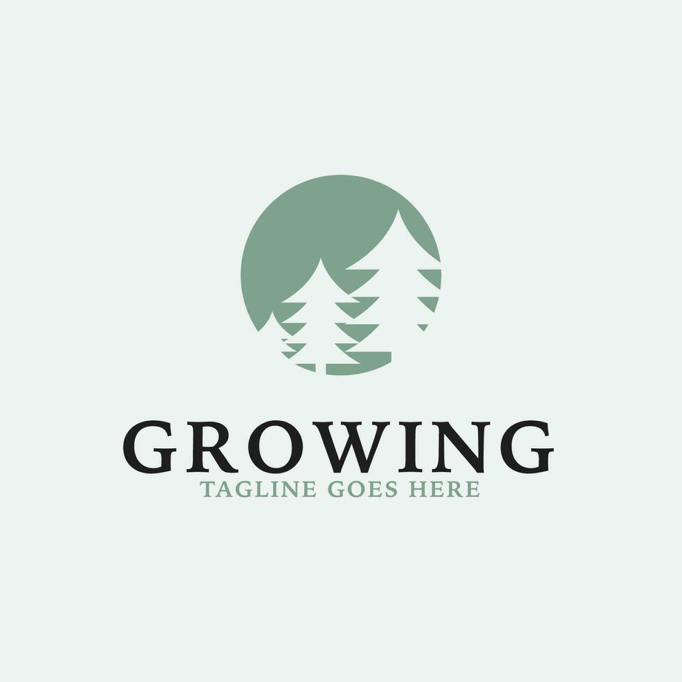 creativo crescita logo combinazione con pino albero icona design concetto illustrazione idea vettore