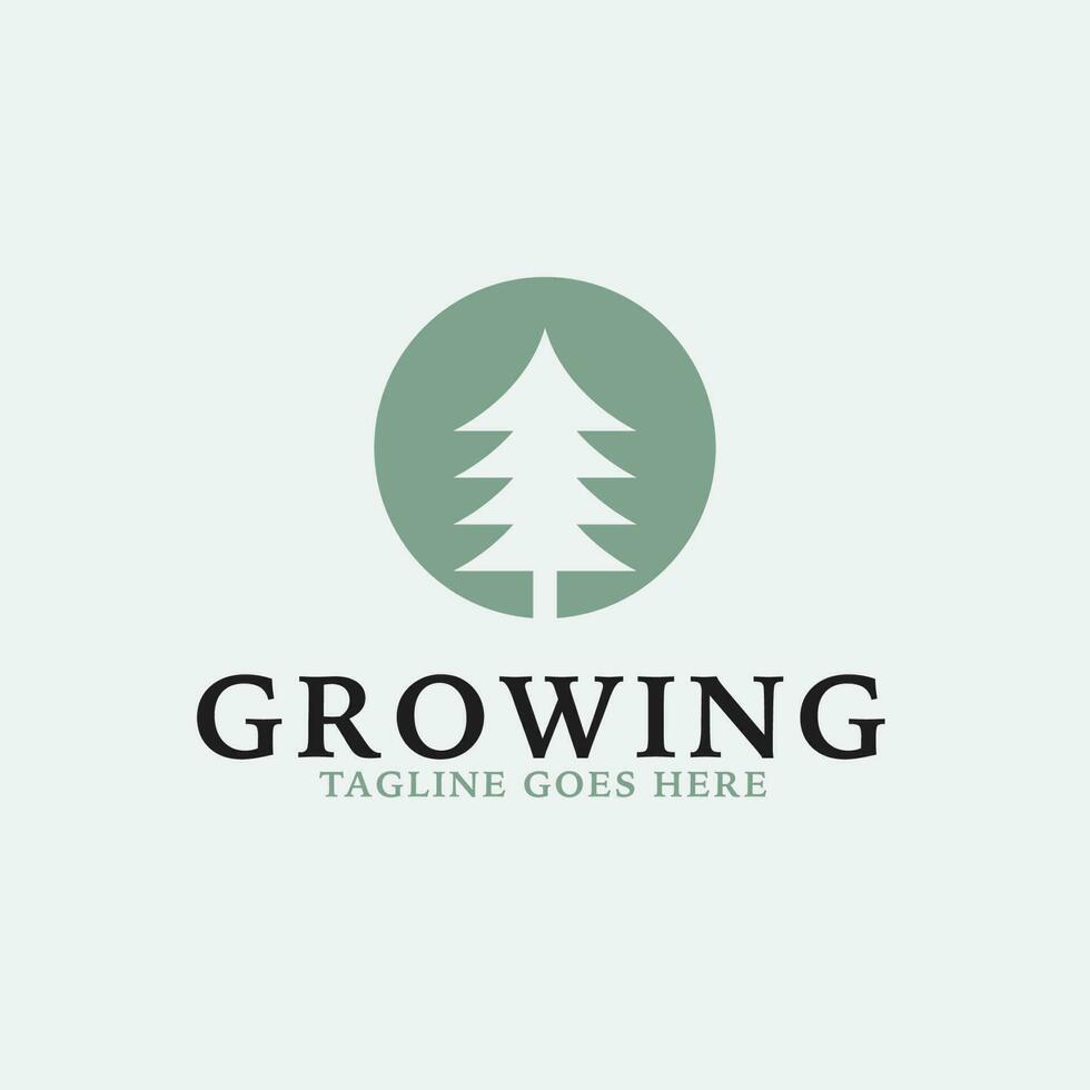 creativo crescita logo combinazione con pino albero icona design concetto illustrazione idea vettore