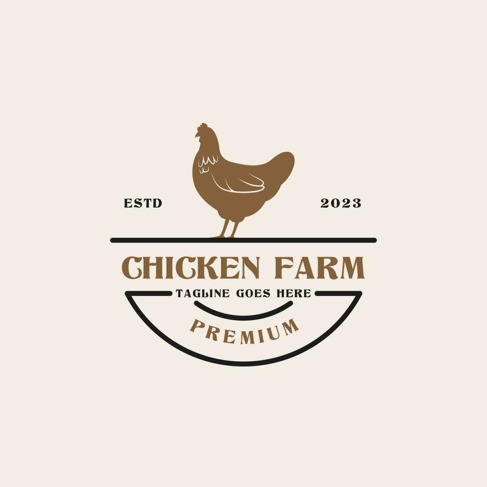 creativo Vintage ▾ pollo azienda agricola logo design concetto illustrazione idea vettore