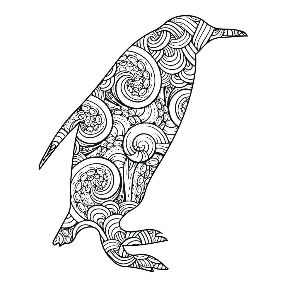 pinguino mandala colorazione vettore illustrazione bambini e adulti design