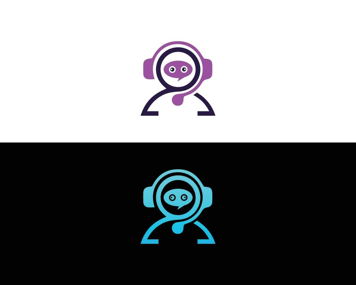 creativo robot Chiacchierare Bot cartello per supporto servizio logo design concetto. chatbot personaggio piatto stile vettore illustrazione.