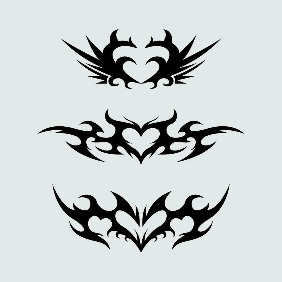 cuore tatuaggio acuto tribale vettore semplice e pulito illustrazione modificabile
