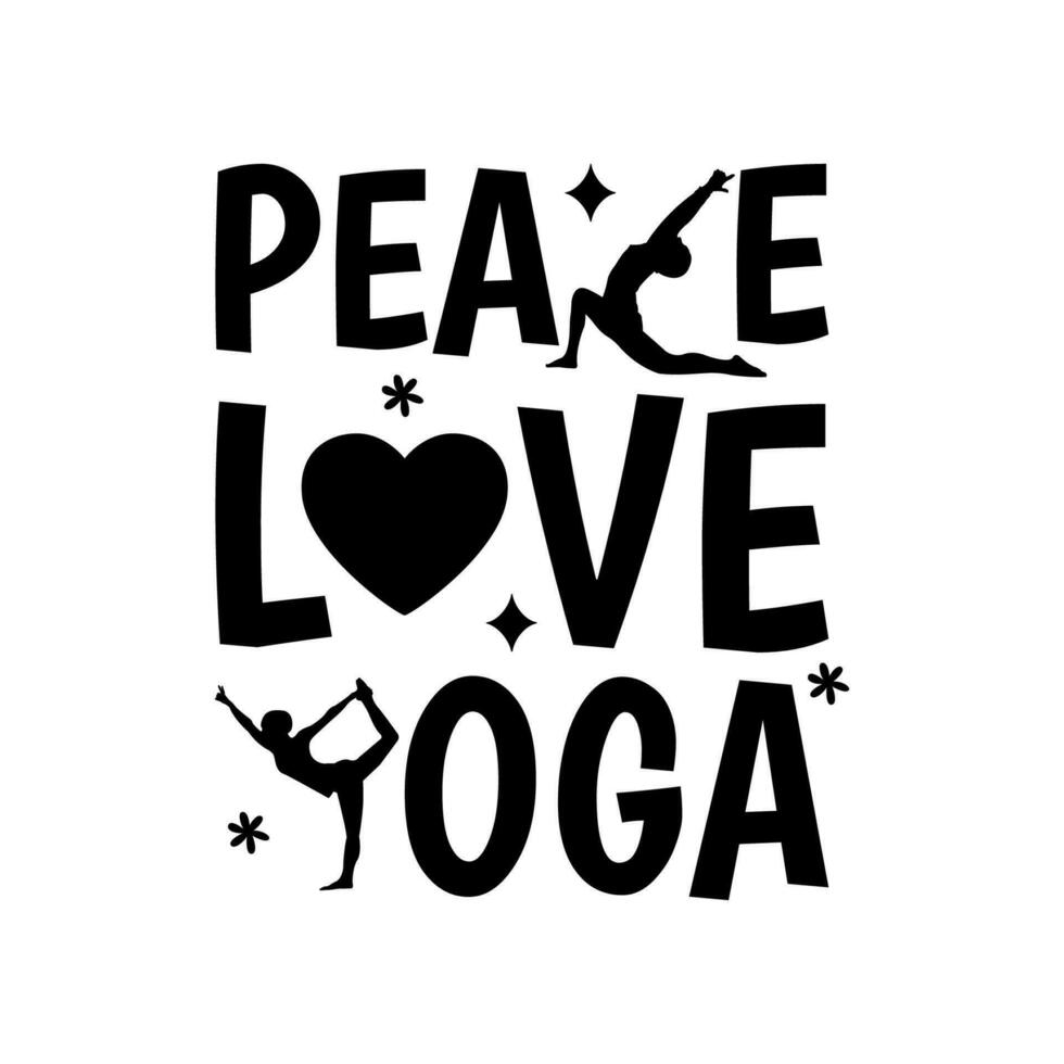 pace amore yoga. yoga tipografia parole. citazione per maglietta design. vettore illustrazione. internazionale yoga giorno.