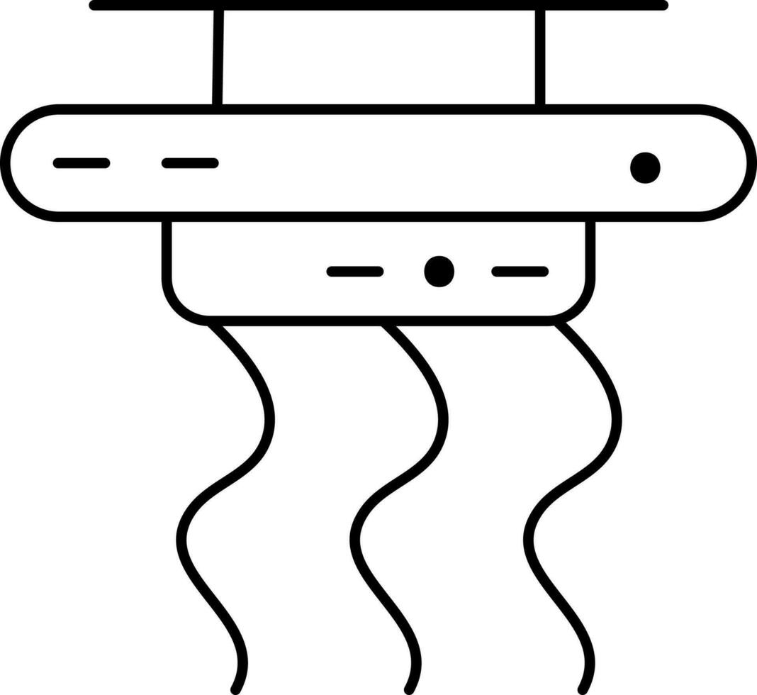 Fumo rivelatore icona nel nero linea arte. vettore