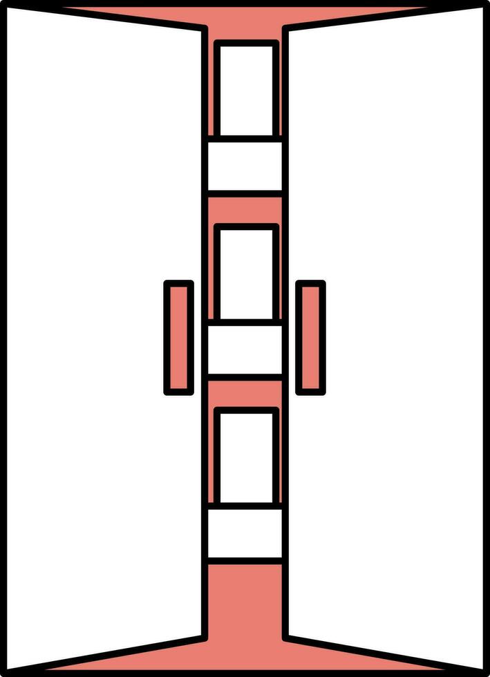 Aperto Doppio porta icona nel bianca e rosso colore. vettore