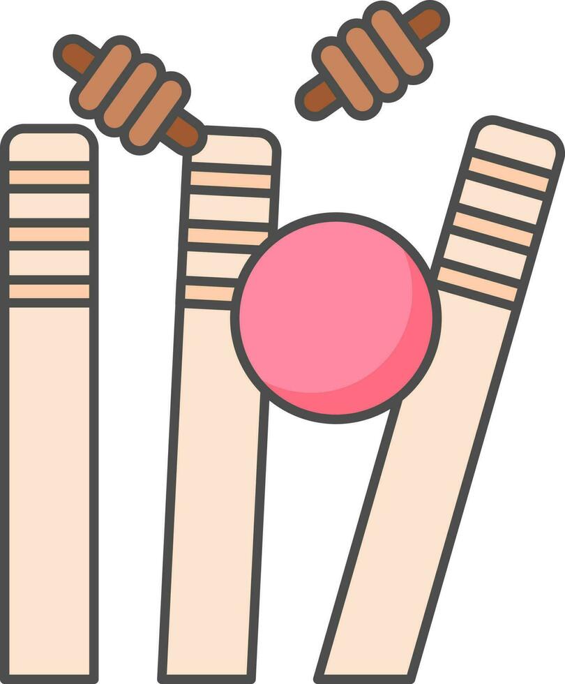 cricket palla colpire monconi icona nel rosa e arancia colore. vettore
