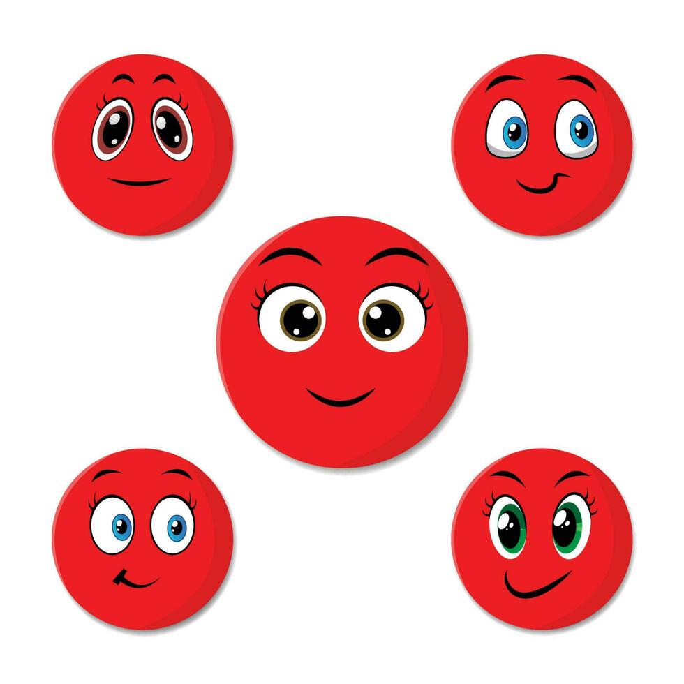 impostato di carino colorato rosso palla per bambini vettore illustrazione